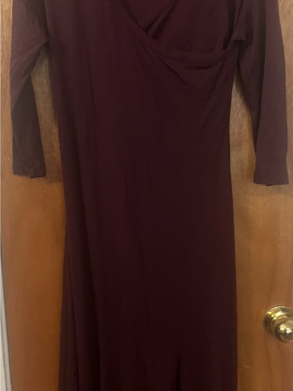Peruvian Connection Long Sleeve Wrap Maxi Dress - Deep Burgundy/Plum